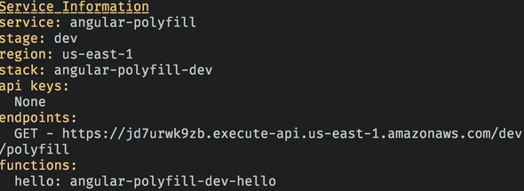 serverless output