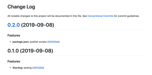 Conventional changelog